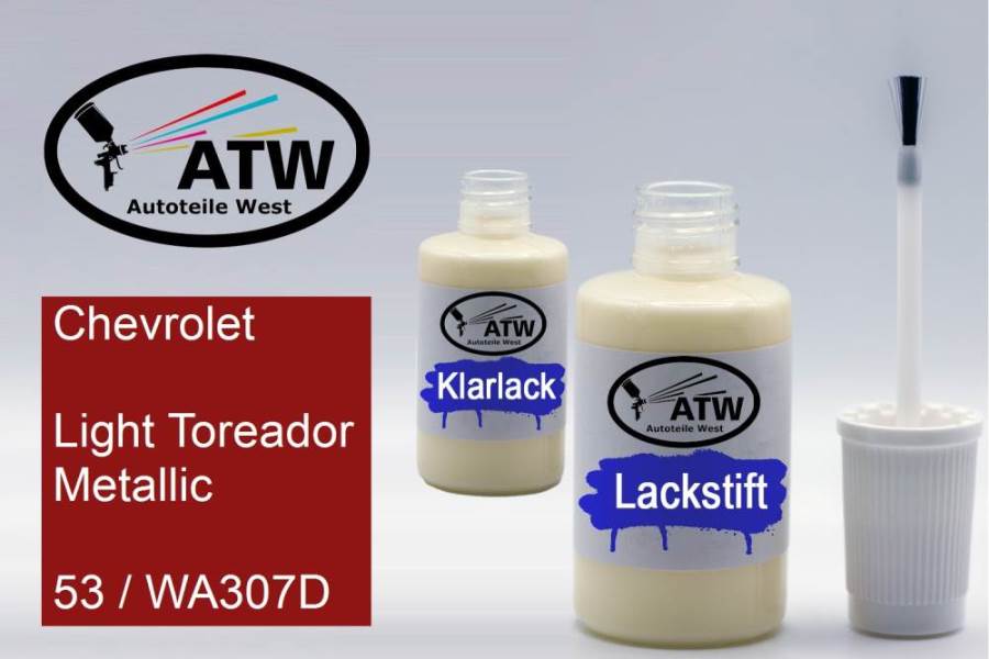 Chevrolet, Light Toreador Metallic, 53 / WA307D: 20ml Lackstift + 20ml Klarlack - Set, von ATW Autoteile West.